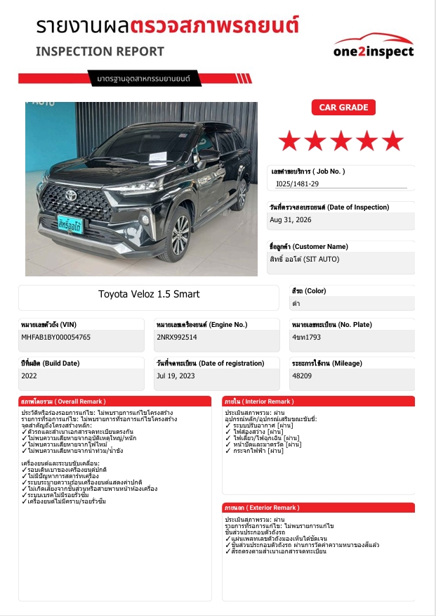 TOYOTA VELOZ 2023 สีดำ มือสอง รูปที่ 2 - SIT AUTO บางแค